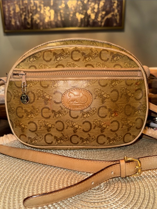 Celine Handbags - Celine Brown Monogram Crossbody with Tan Trim